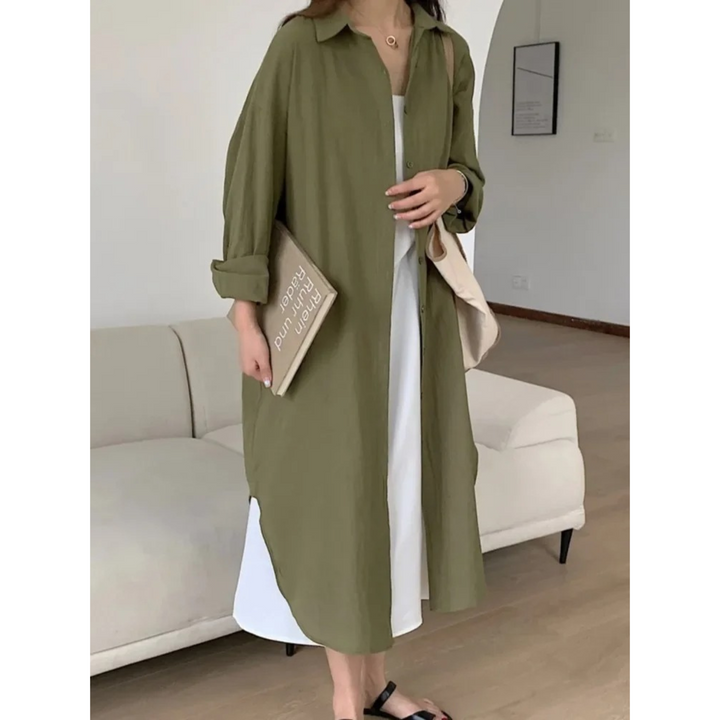 Aliams | Langärmliges Leinenkleid Damenbekleidung