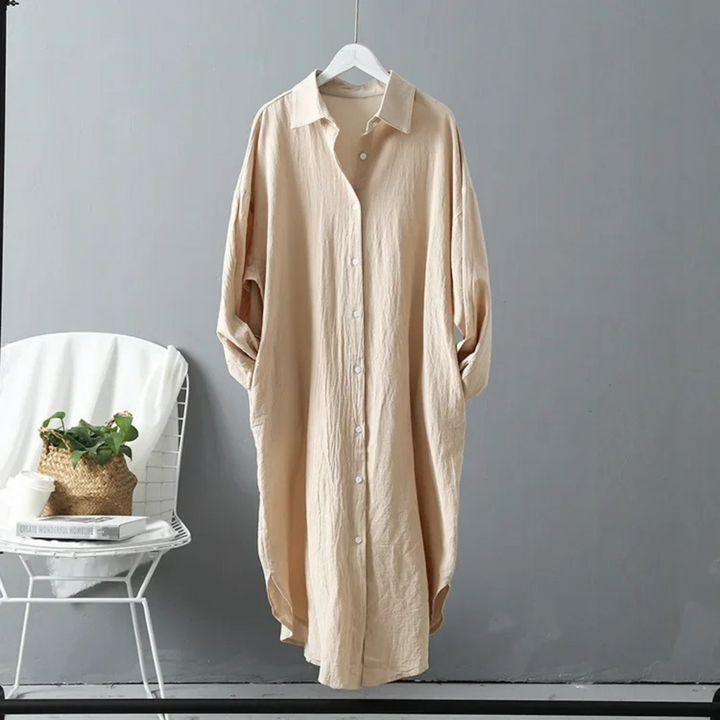 Aliams | Langärmliges Leinenkleid Damenbekleidung