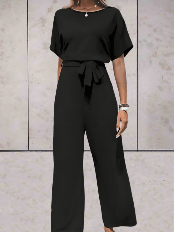 Aliams | Jumpsuit mit Gürtel und Kurzen Ärmeln