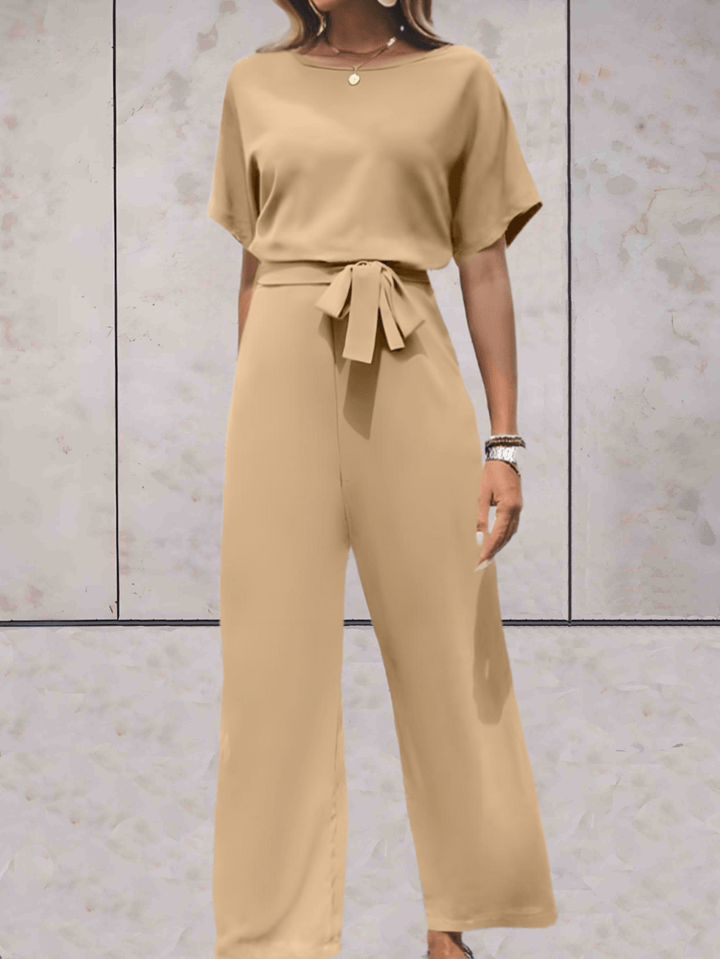 Aliams | Jumpsuit mit Gürtel und Kurzen Ärmeln
