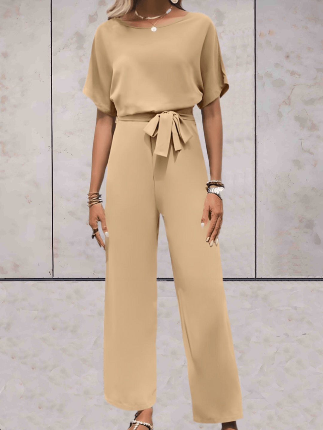 Aliams | Jumpsuit mit Gürtel und Kurzen Ärmeln