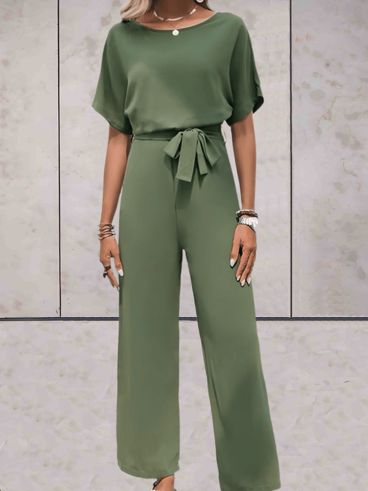 Aliams | Jumpsuit mit Gürtel und Kurzen Ärmeln