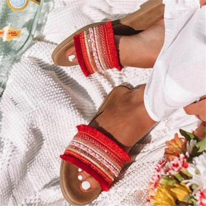 Aliams | Pantoletten, Boho Stil, Flach, Sandalen, Sommerschuhe