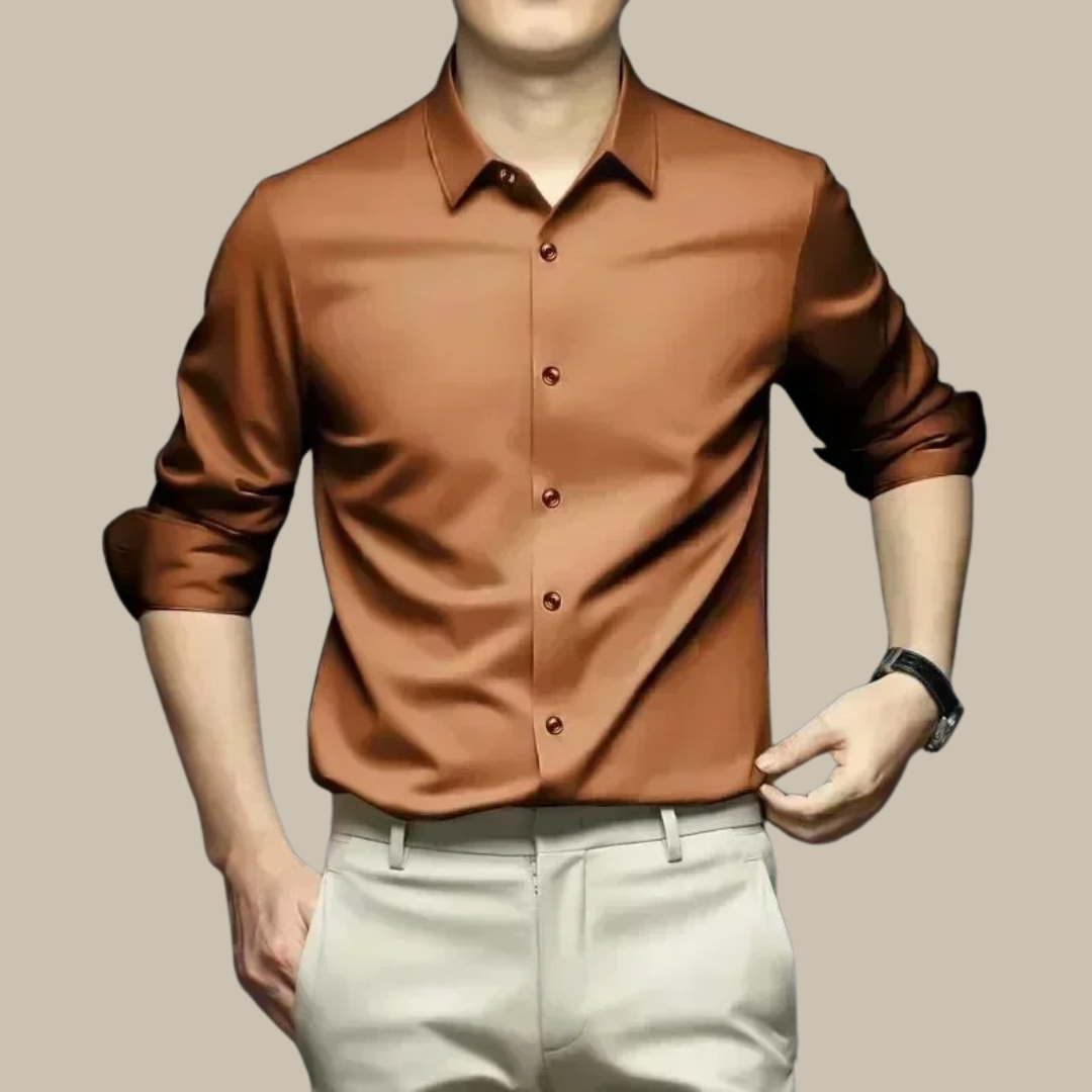 Aliams | Luxuriöses, Lässiges Seidenhemd für Herren