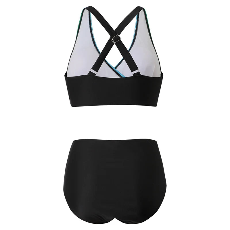 Aliams | Hoch Tailliertes Push-Up-Halter-Bikini-Set für Damen
