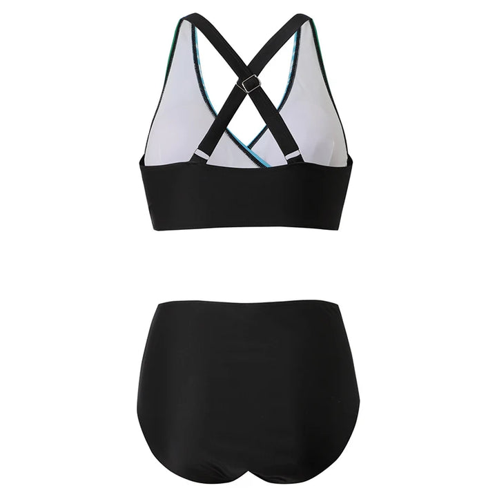 Aliams | Hoch Tailliertes Push-Up-Halter-Bikini-Set für Damen