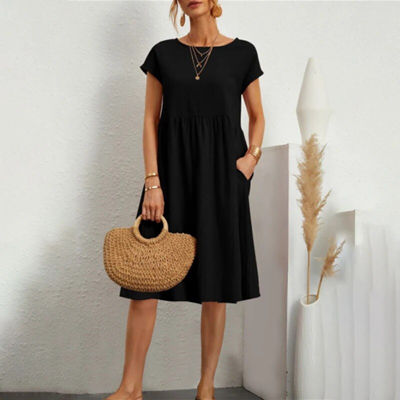 Aliams | Kleid mit Rundhalsausschnitt Aus Baumwolle