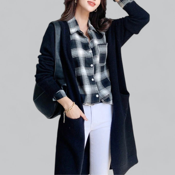 Aliams | Klassischer Langer Cashmere Strickjacke für Frauen