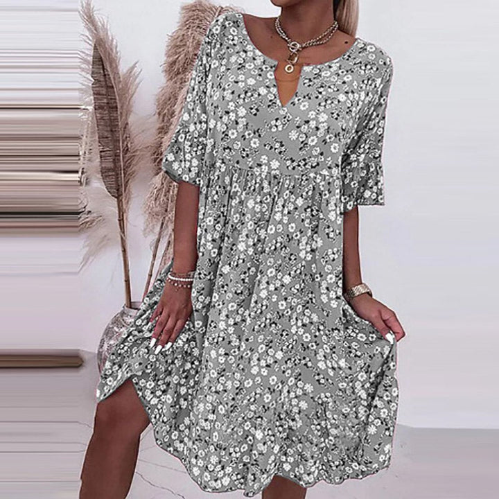 Aliams | Melisini Kleid mit Blumenmuster und O-Ausschnitt