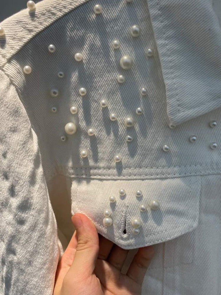 Aliams | Jeansjacke Denim-Liebling mit stilvoller Perlenverzierung