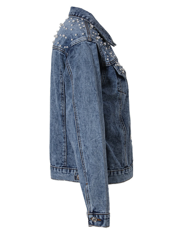 Aliams | Jeansjacke Denim-Liebling mit stilvoller Perlenverzierung