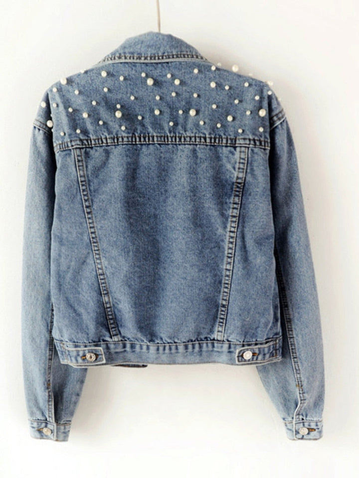 Aliams | Jeansjacke Denim-Liebling mit stilvoller Perlenverzierung