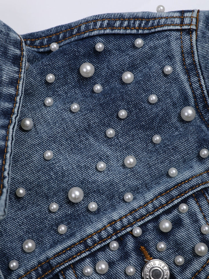 Aliams | Jeansjacke Denim-Liebling mit stilvoller Perlenverzierung