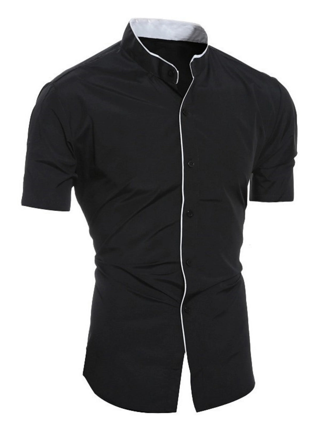 Aliams | Slim Fit Stehkragen Kurzarmhemd Business Lässig