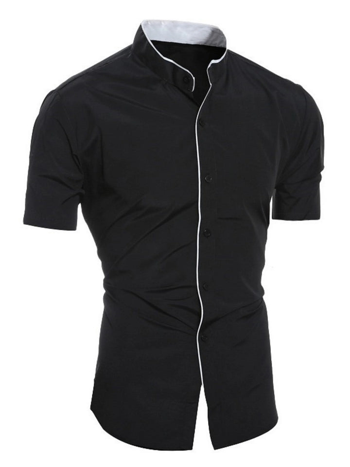 Aliams | Slim Fit Stehkragen Kurzarmhemd Business Lässig