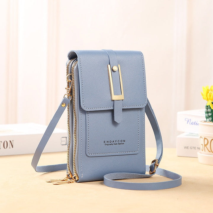 Aliams | Leder Smartphone Clutch Damen Handtasche mit Touchscreen-Fenster
