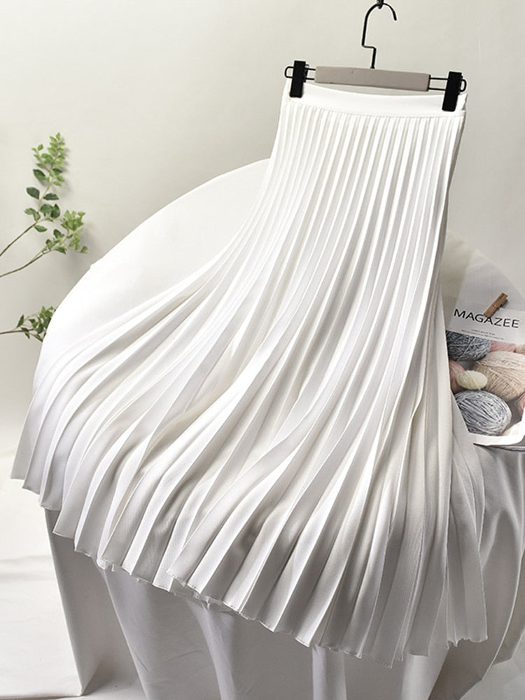 Aliams | Markendesigner Damen Eleganter Schicker Solider Plisseerock Hohe Taille Luxusmode