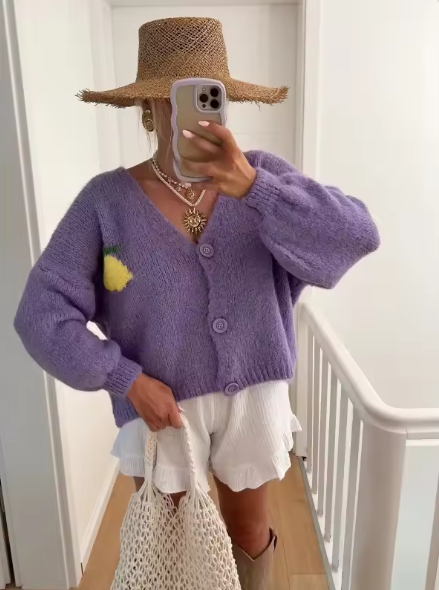 Aliams | Strickpullover mit Zitronenprint für Damen