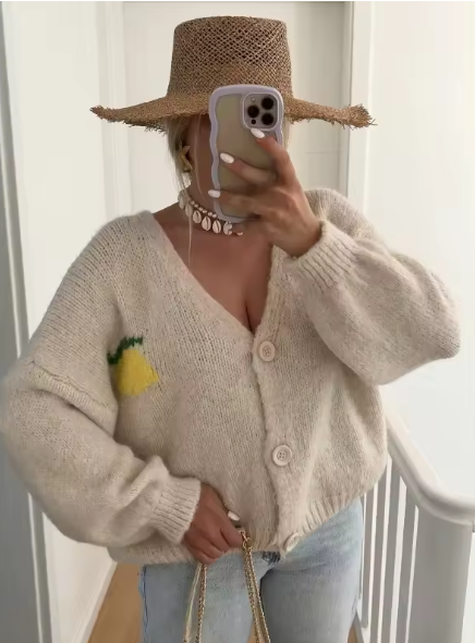 Aliams | Strickpullover mit Zitronenprint für Damen