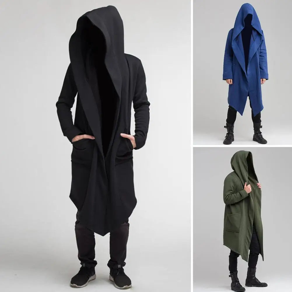 Aliams | Lange Strickjacke Im Gothic Stil mit Kapuze für Herren