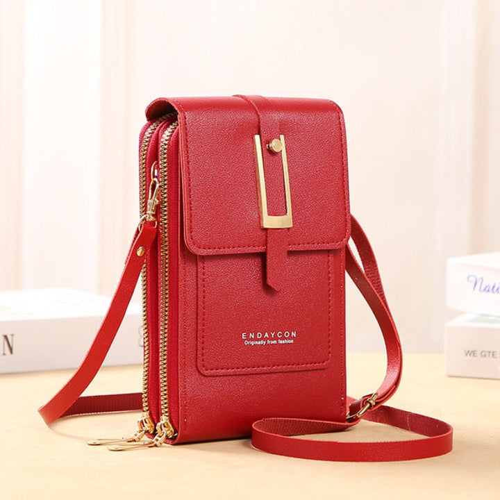 Aliams | Leder Smartphone Clutch Damen Handtasche mit Touchscreen-Fenster