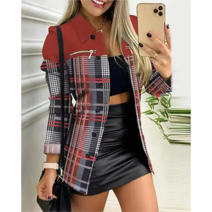 Aliams | Schlank, Gedruckt mit Revers Knopf Lange Sommerjacke