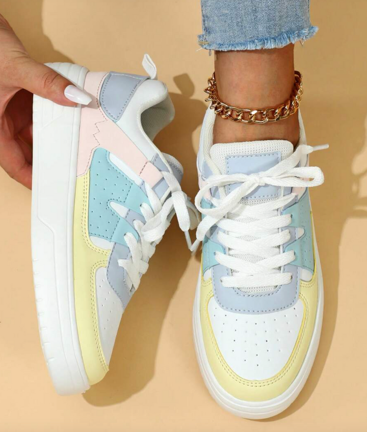 Aliams | Pastellfarbene Colorblock-Sneaker mit Chunky-Sohle für Frauen