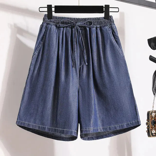 Aliams | Jeansshorts mit Weitem Bein und Elastischem Bund