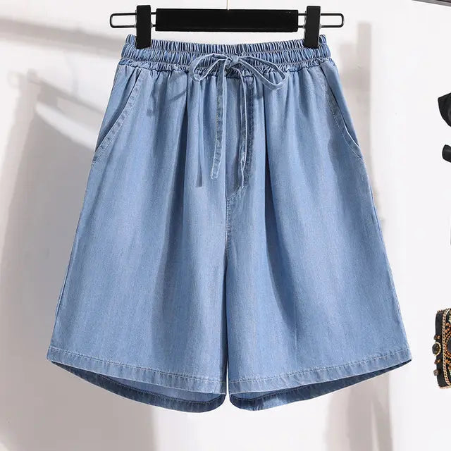 Aliams | Jeansshorts mit Weitem Bein und Elastischem Bund