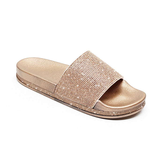 Aliams | Kristall Diamant Slides mit Besatz Sandalen