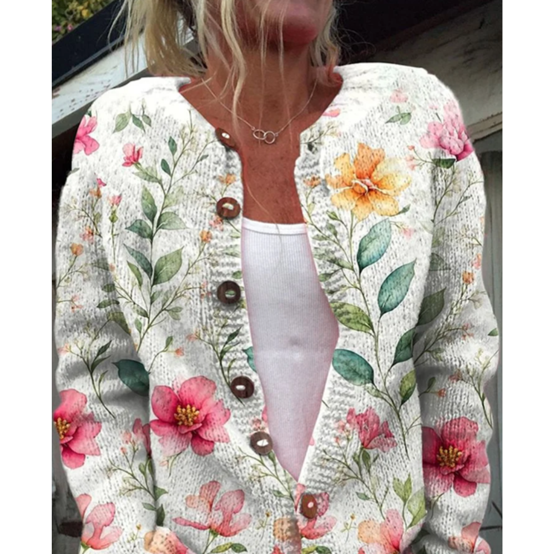 Cardigan Pullover Mit Floralem Muster