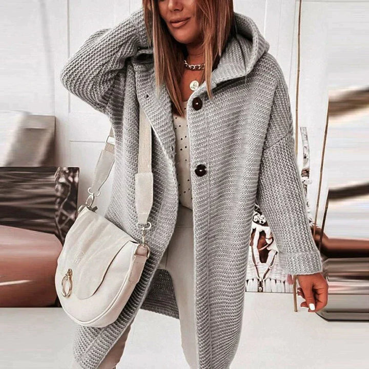 Aliams | Lange warme Strickjacke mit Kapuze