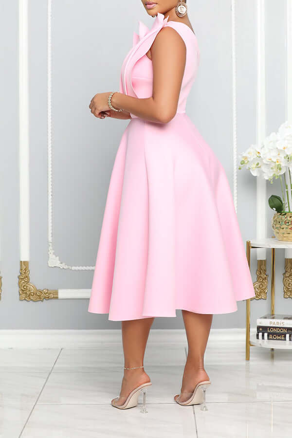 Aliams | One Shoulder Midi Kleid Elegante A-Linie Passform Skulpturierte Details Festliche Kleidung