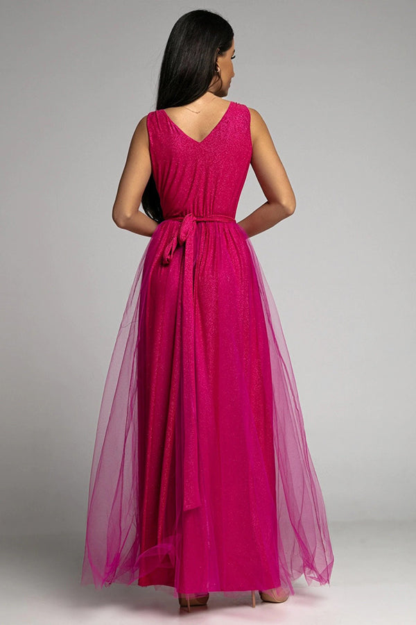 Aliams | It'S My Day Light Tulle Schlitz Maxi Kleid
