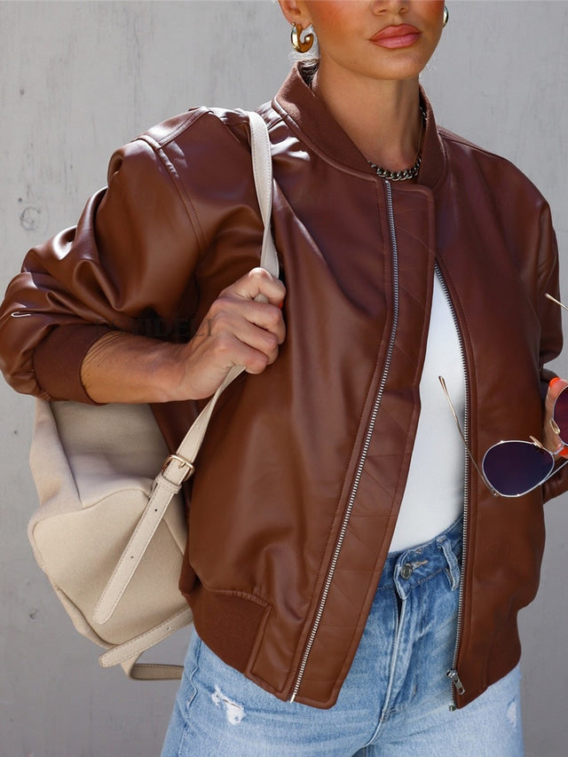 Aliams | Lockere Lederjacke für Damen