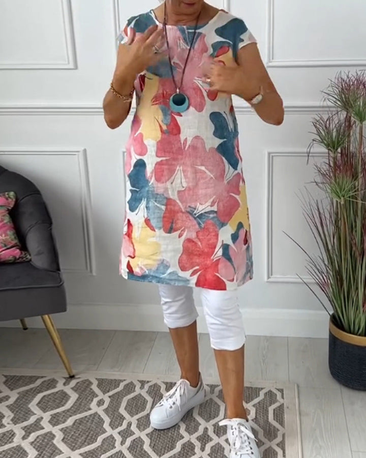 Aliams | Lässiges Longtop mit Farbenfrohem Blumenprint