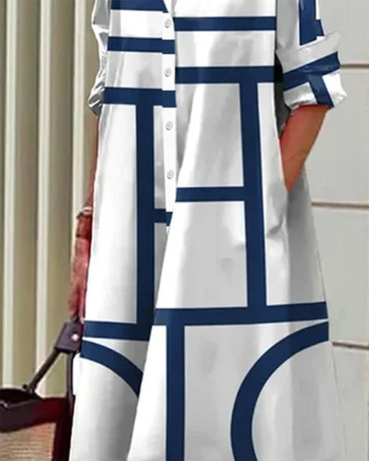 Aliams | Kleid mit Taschen und Geometrischem Aufdruck