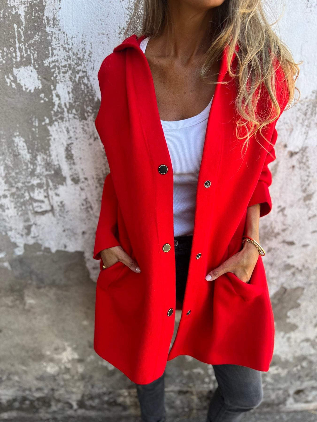 Aliams | Lässige Einreiher Blazer mit Kapuze