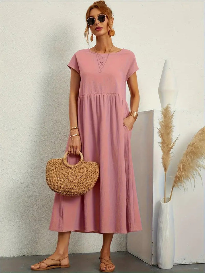 Aliams | Raffinierte Leinen Sommerkleid mit Praktischen Taschen