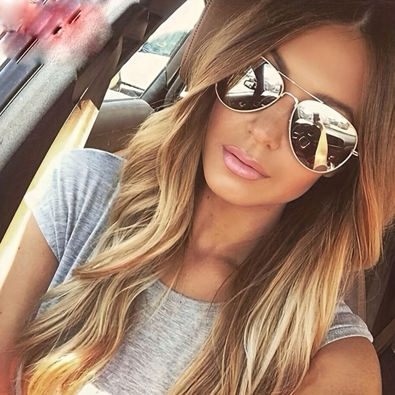 Aliams | Klassische Aviator-Sonnenbrille mit Goldenem Rahmen für Damen