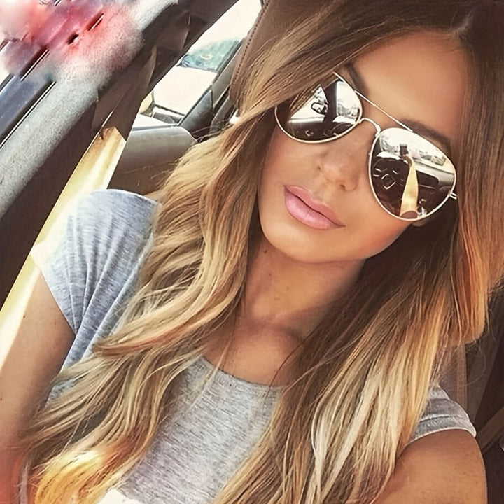 Aliams | Klassische Aviator-Sonnenbrille mit Goldenem Rahmen für Damen