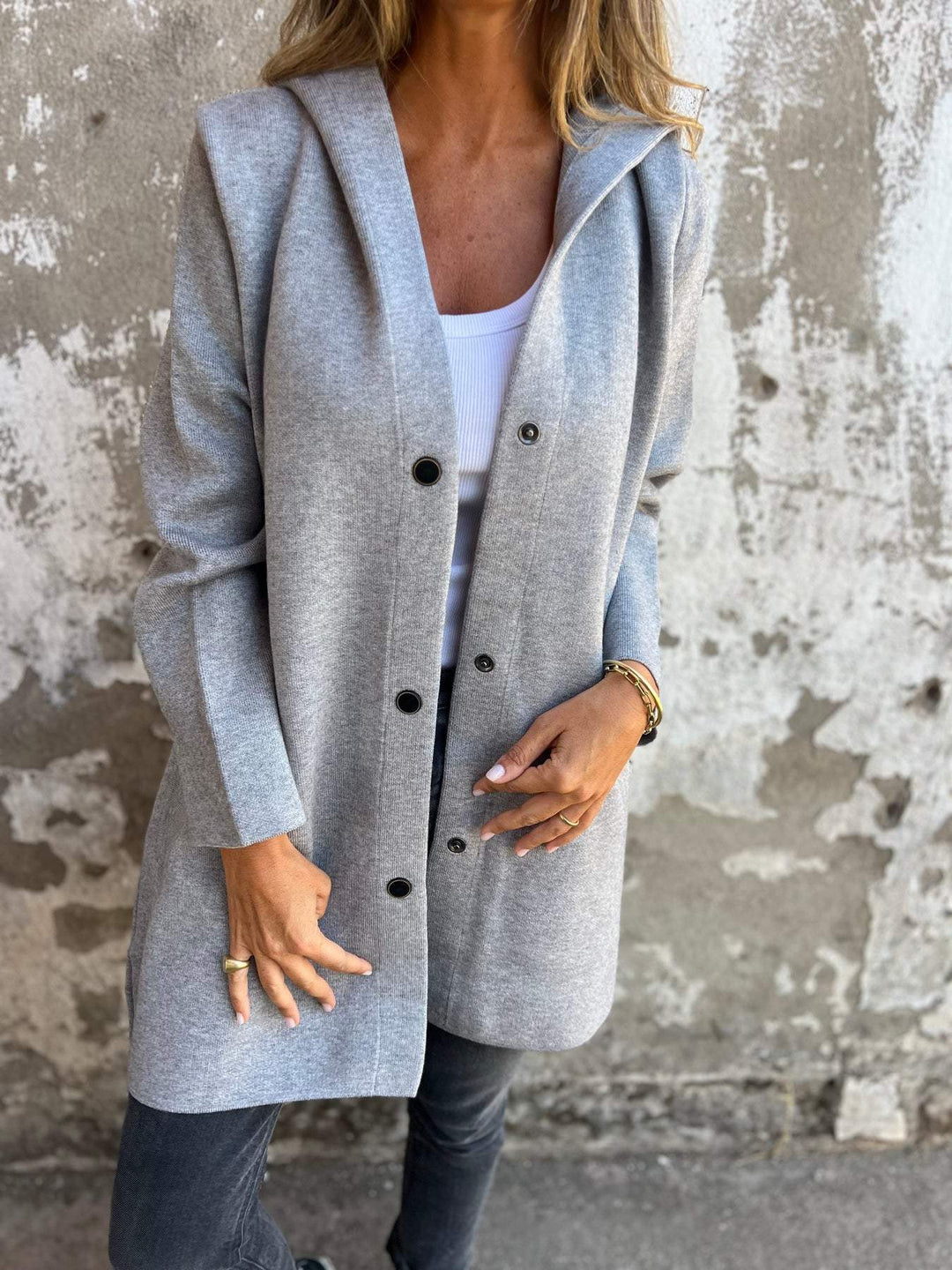 Aliams | Lässige Einreiher Blazer mit Kapuze