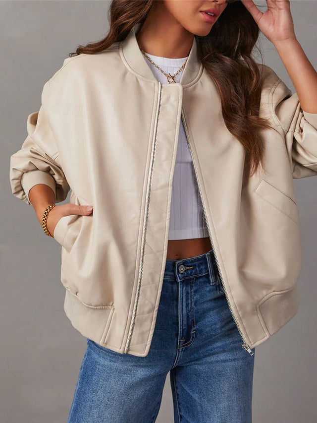 Aliams | Lockere Lederjacke für Damen