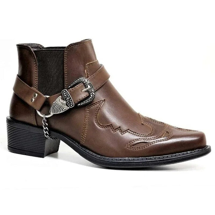 Aliams | Herren Westernstiefel Schwarz Leder