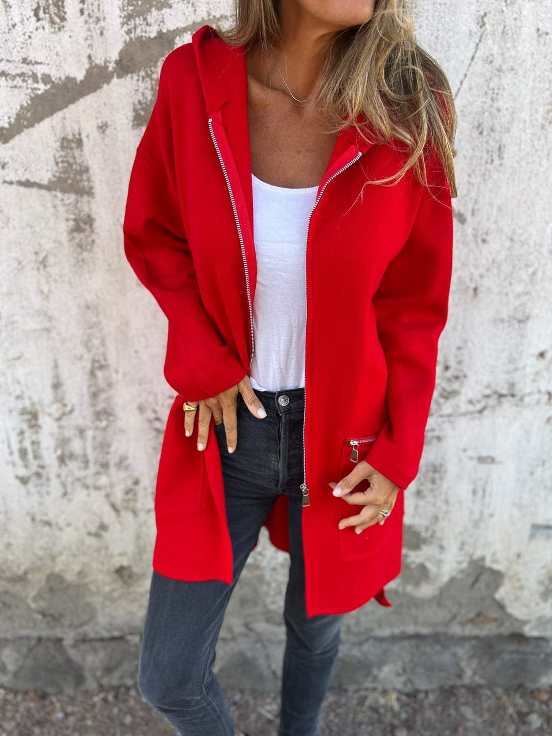 Aliams | Lässige Langarmjacke Mit Reißverschluss Für Damen