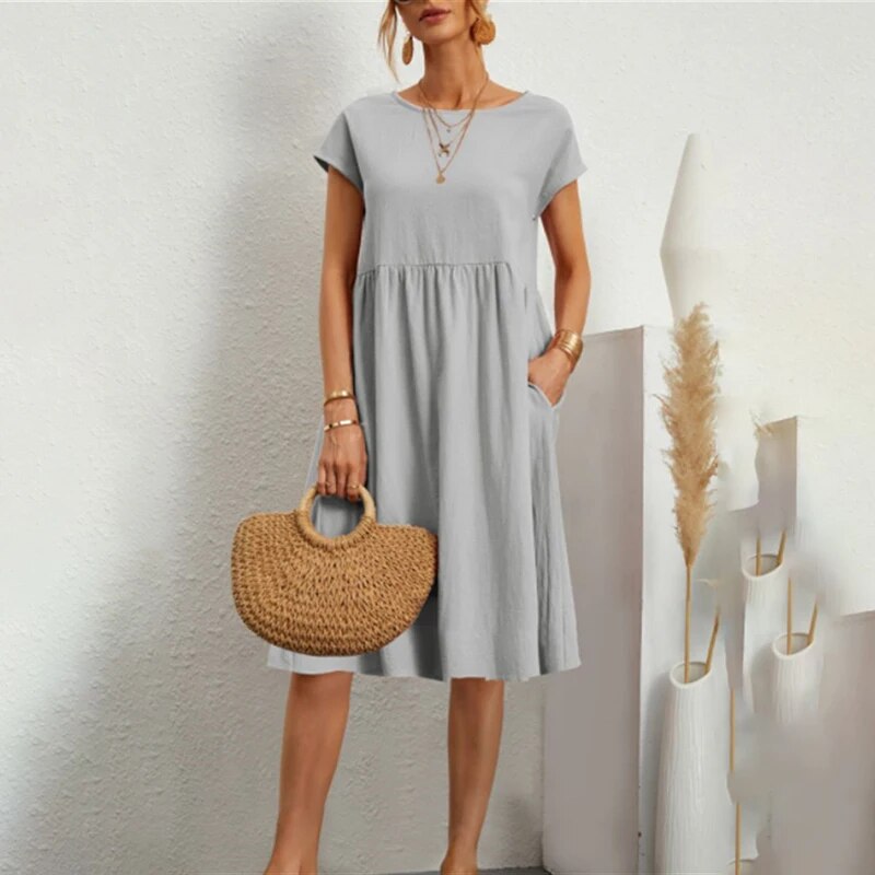 Aliams | Kleid mit Rundhalsausschnitt Aus Baumwolle