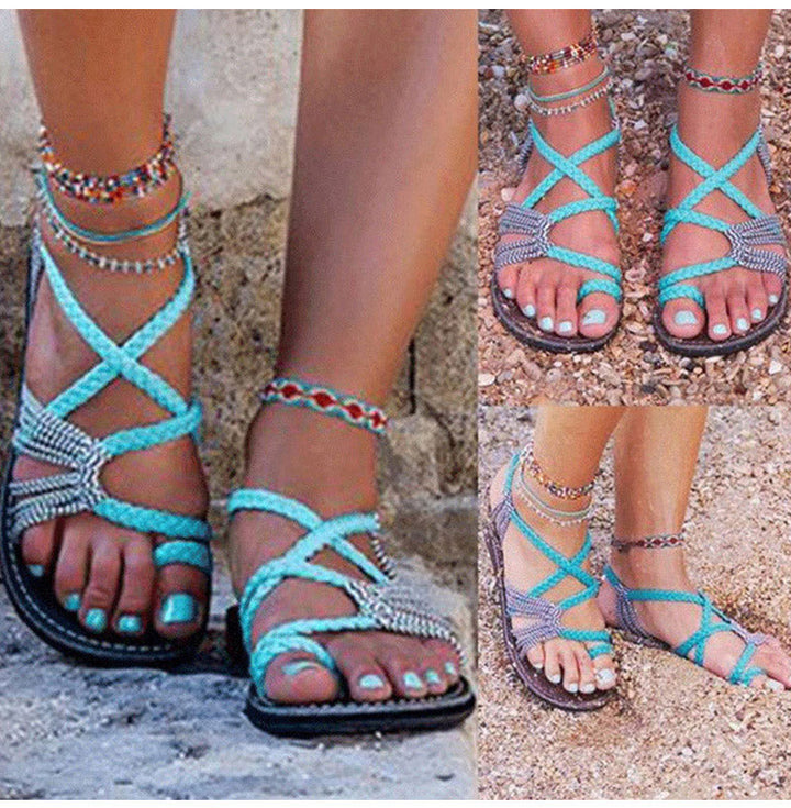 Aliams | Stylische flache Sandalen aus Palmenblättern Bequeme und schicke Sommerschuhe