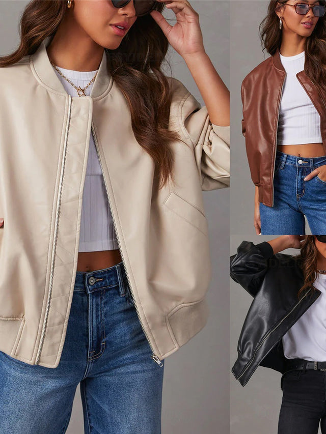 Aliams | Lockere Lederjacke für Damen