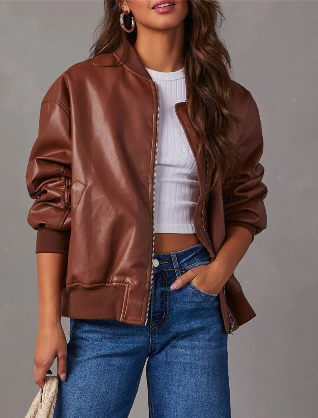 Aliams | Lockere Lederjacke für Damen