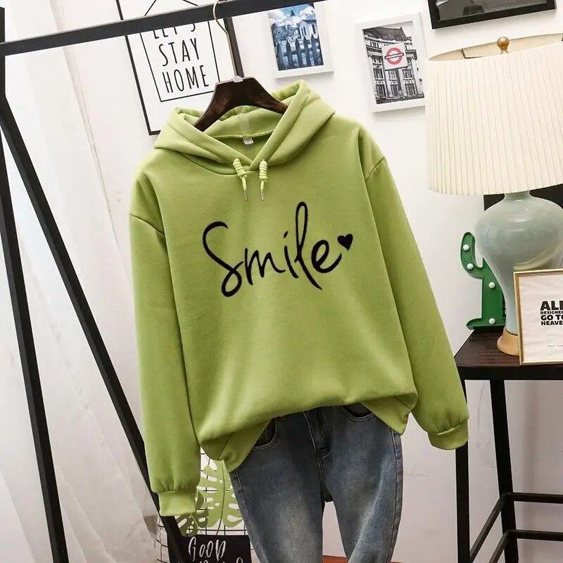 Aliams | Lässig Geschnittener Smile Kapuzenpulli für Frauen